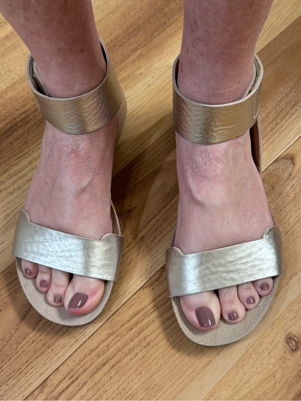 Pedro Garcia Metallic Gold Ankle-Strap Sandals for Women